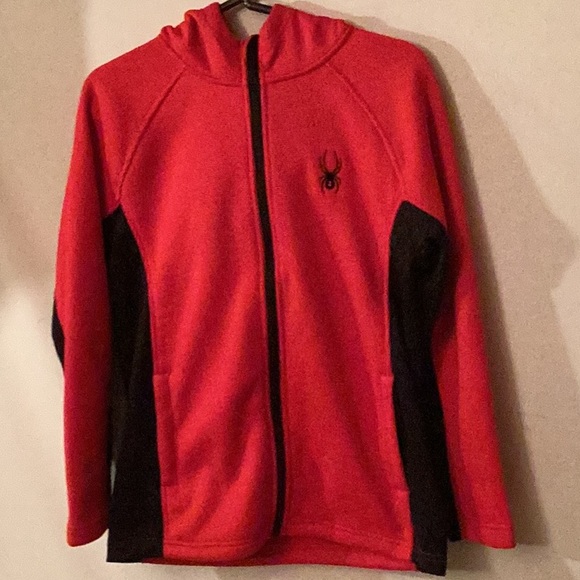 NWT Spyder Red & Black jacket with hoodie for teen boys size # large 14-16 - Picture 1 of 12